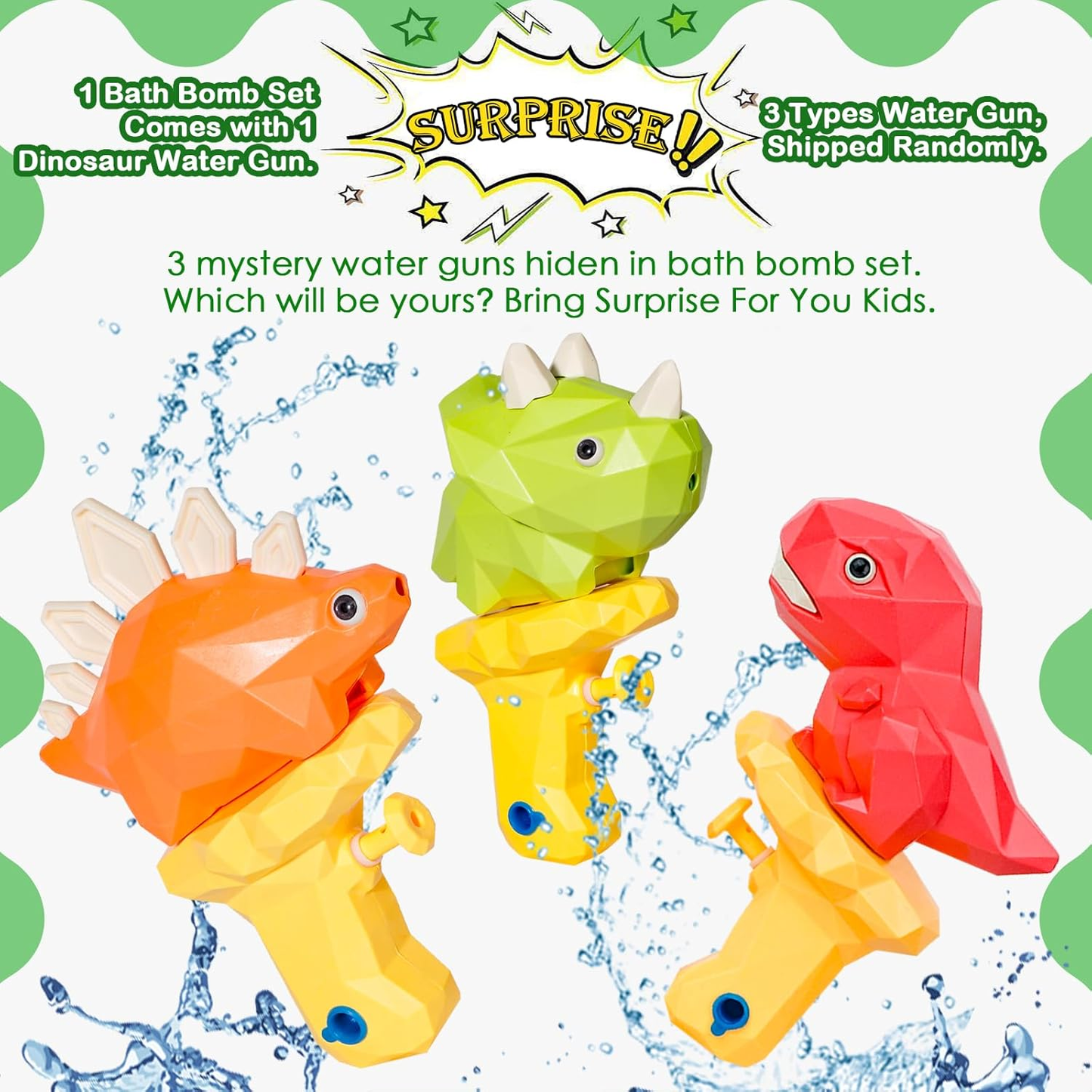 Dinosaur Bath Bombs for Kids with Surprise inside Organic Bubble