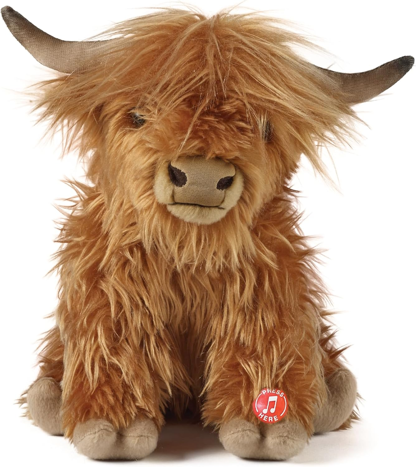 Living Nature Highland Cow Brown Soft Toy Farm Toy with Sound | 22 Cm