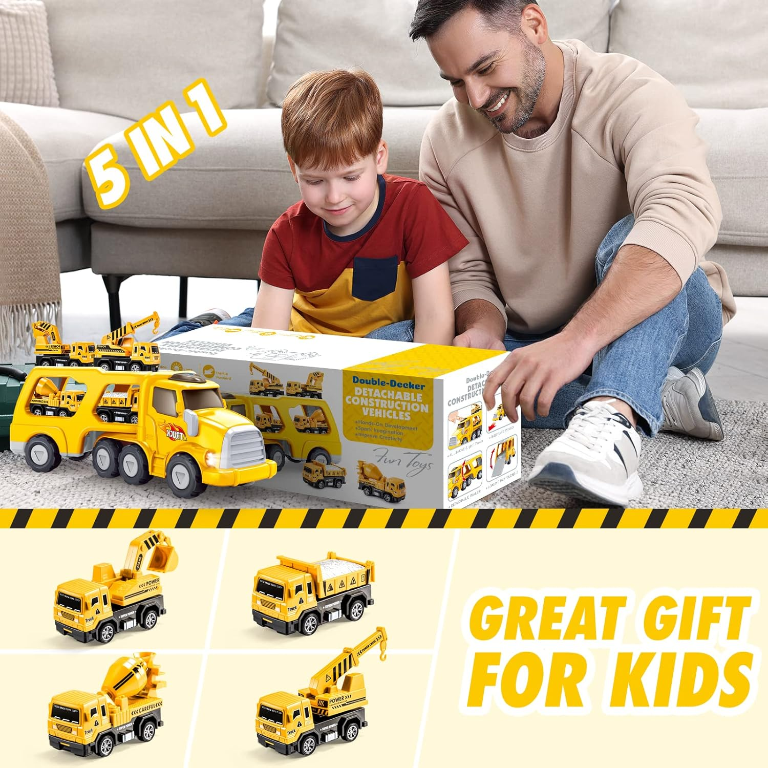 Toy Cars Construction Toys for Digger ,Truck For Gifts and Boys 