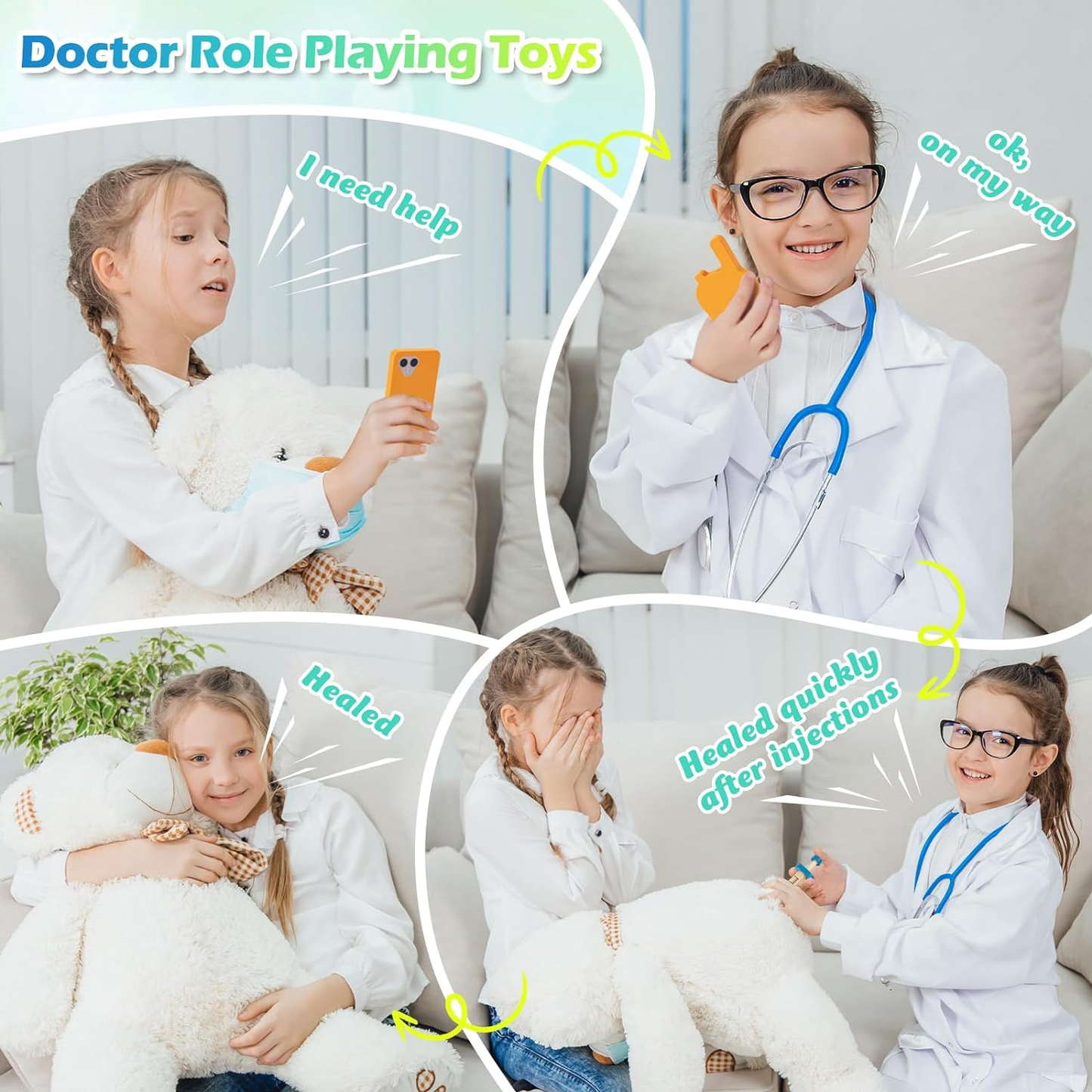 Doctors Set for Kids, 34 Pcs ,with Real Stethoscope Portable Doctors Bag 