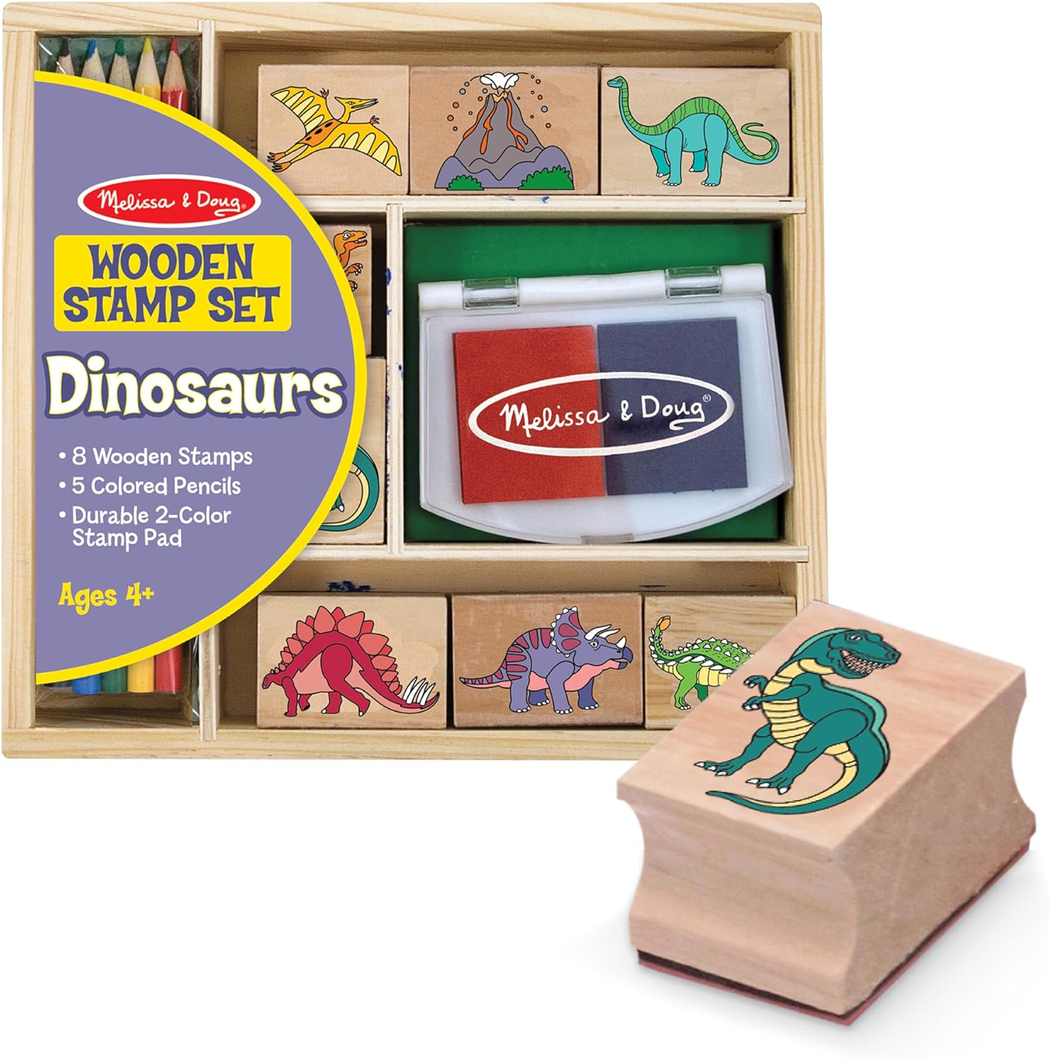 Dinosaur Stamp Set with Colouring Pencils for Children |Arts and Crafts for Kids