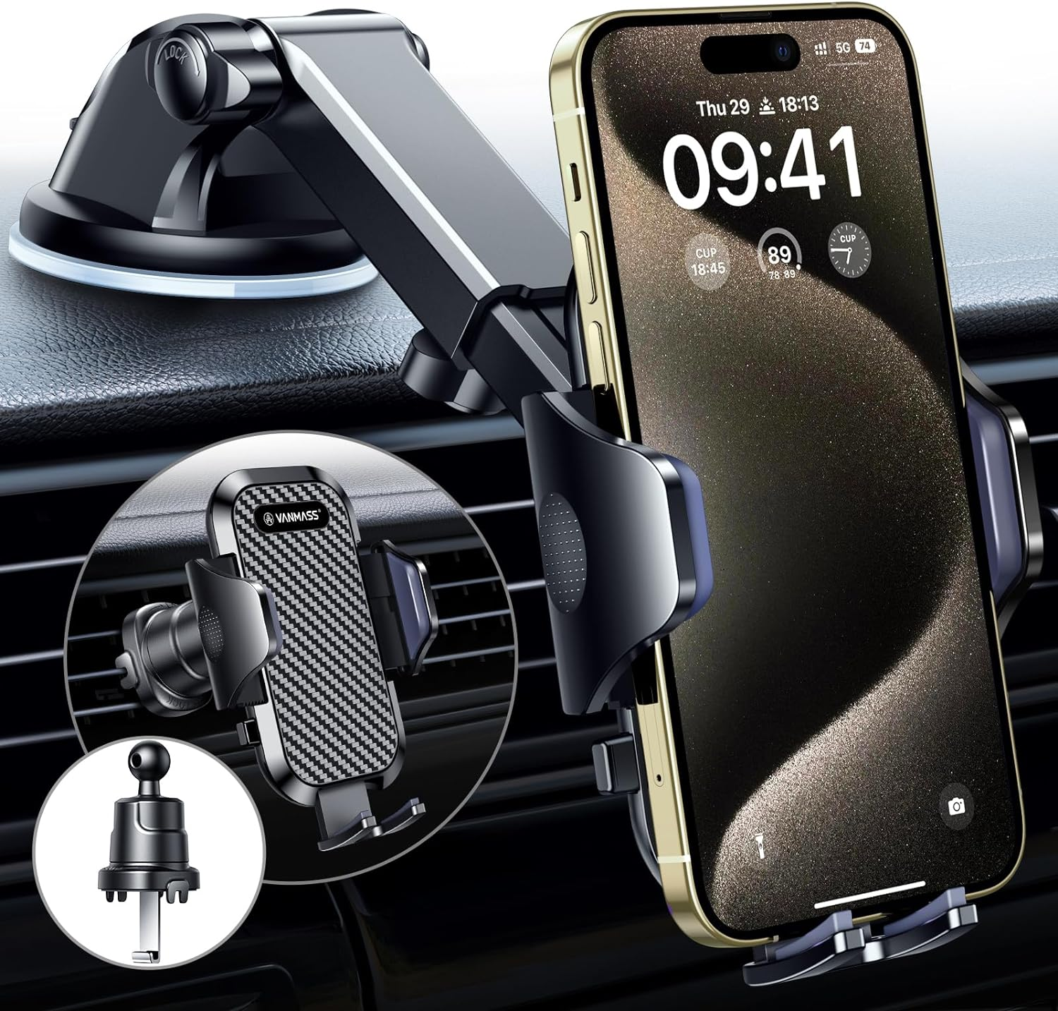 2024 BEST Car Phone Holder Upgraded Suction & Clip Universal Mobile Phone Mount