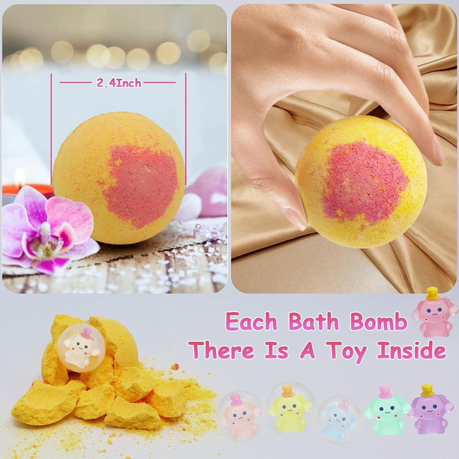 12Pcs Bath Bomb Gift Set,With Surprise Toys Inside, Bath Bombs for Kids