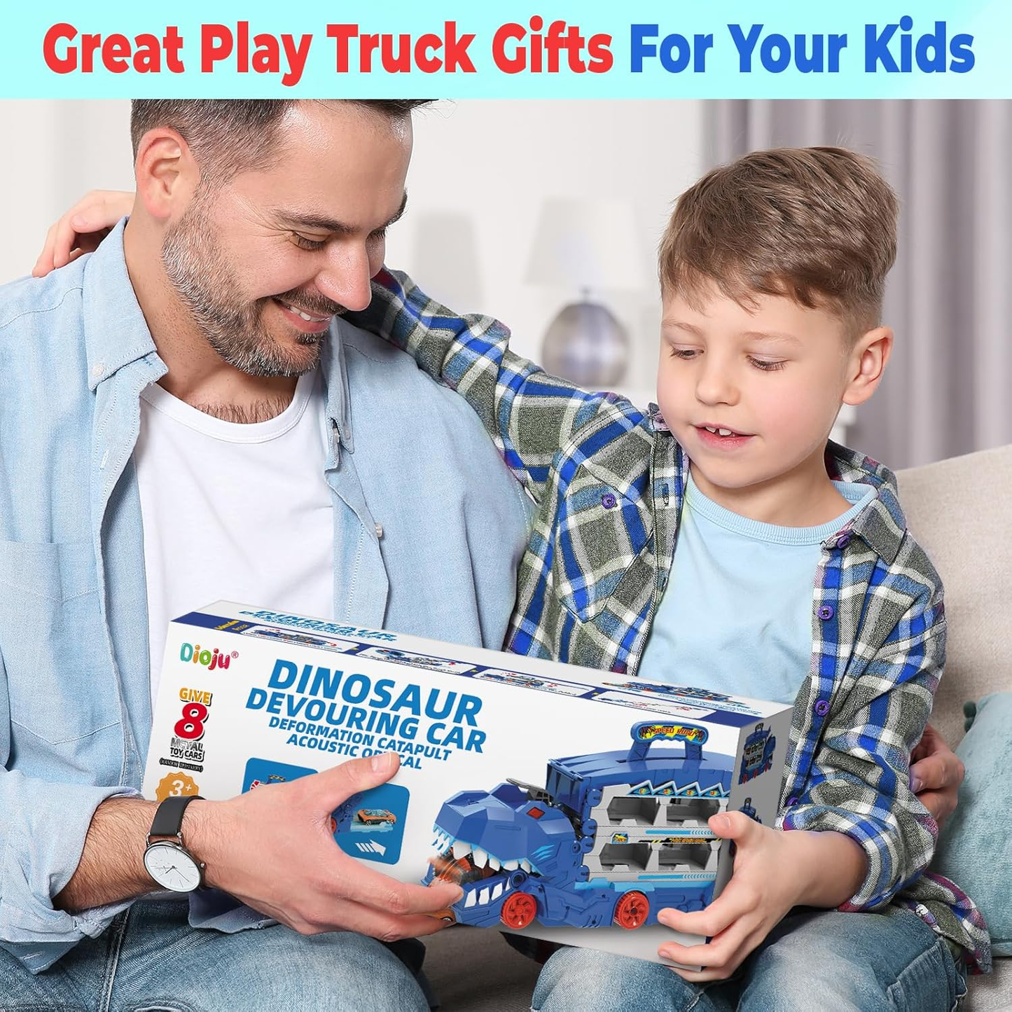 Foldable Transporter Trucks Cars-73 Inches Race Track with 8 Metal Toys Cars