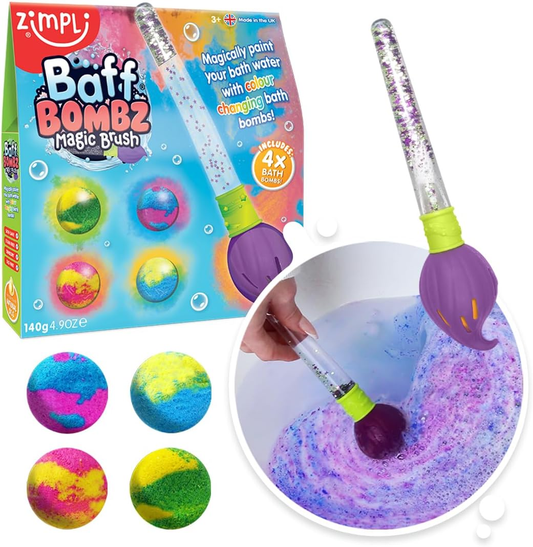 Baff Bombz Magic Brush from , 4 X Bath Bombs, Magically Paint Your Bath Water