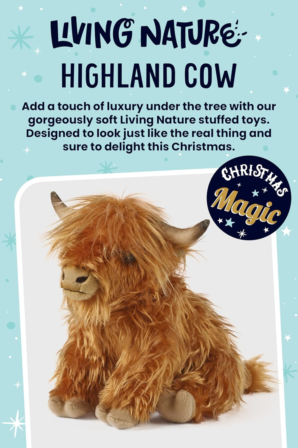 Living Nature Highland Cow Brown Soft Toy Farm Toy with Sound | 22 Cm