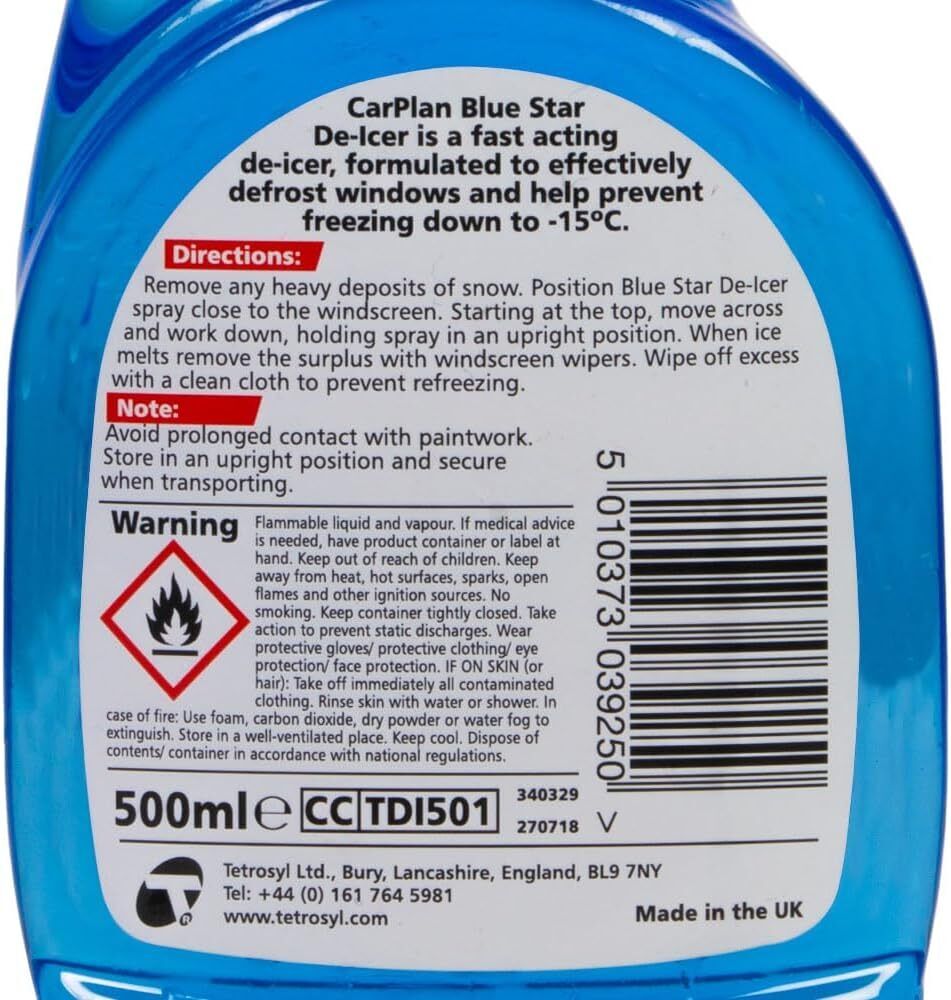 TDI501 Blue Star Winter De Icer Trigger Spray 500Ml X 4