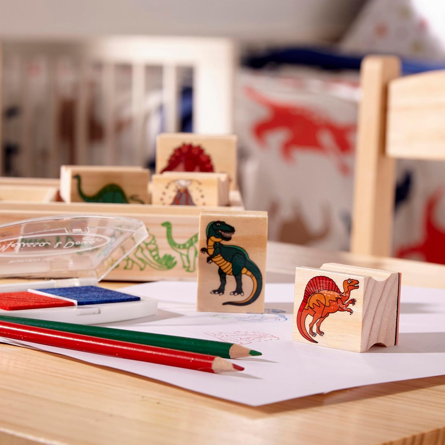 Dinosaur Stamp Set with Colouring Pencils for Children |Arts and Crafts for Kids