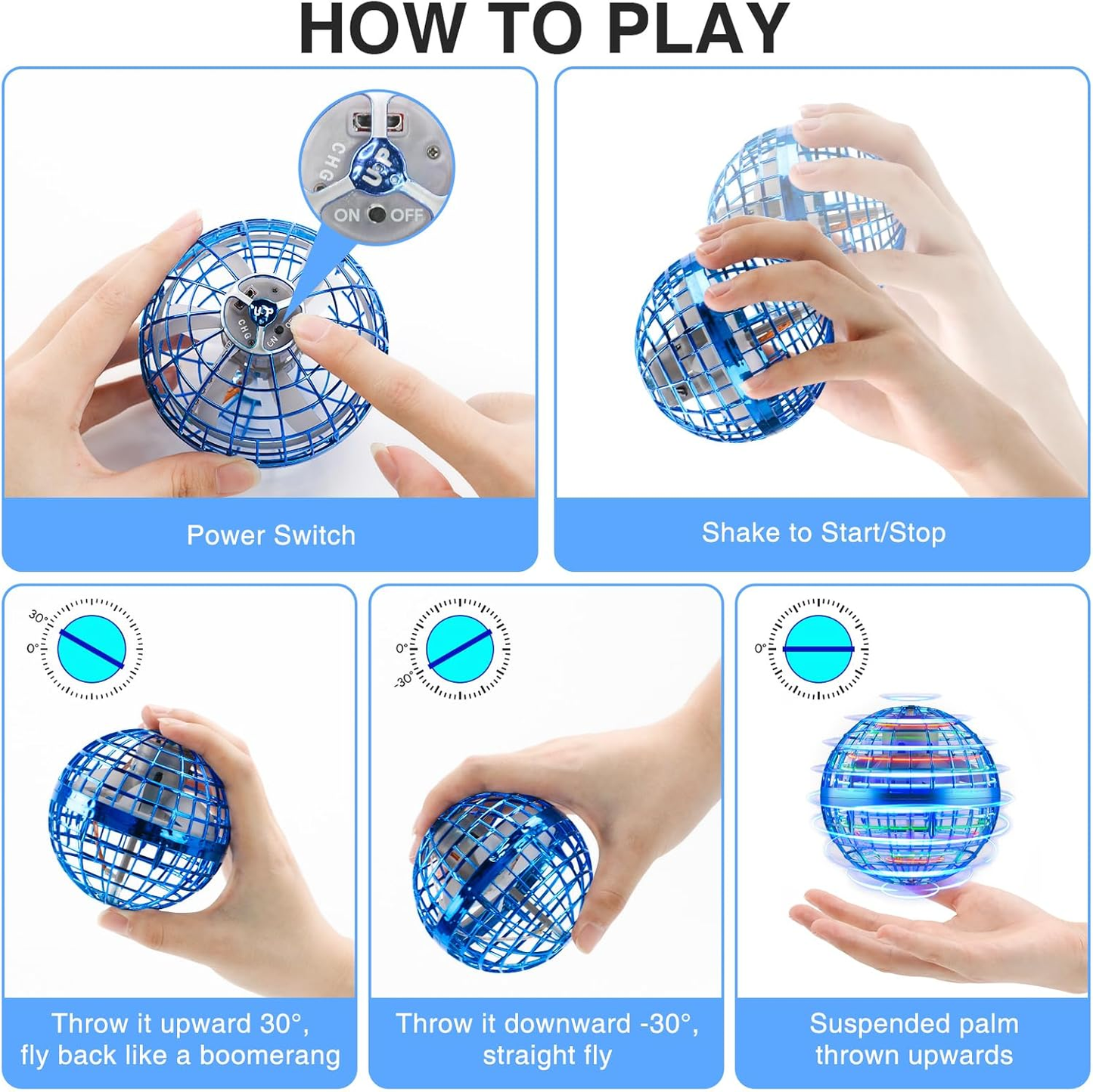 Flying Orb Ball Toys 2024, Boomerang Ball, 360°Rotating Hand Controlled Hover