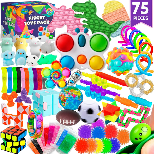 75 Pcs Toys Kids Pack - Pinata Fillers, Party Favours, Classroom Prizes, Stress 