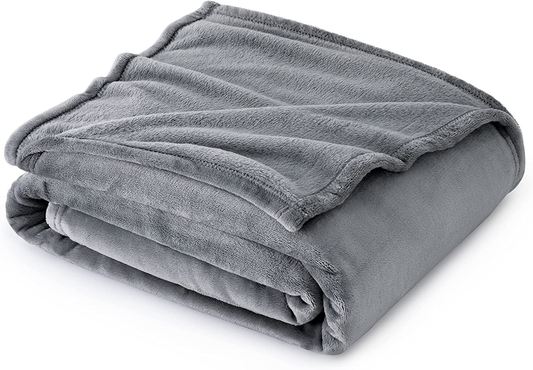 Fleece Blanket Sofa Throw - Versatile Fluffy Soft Throw Silver Grey, 130X150Cm