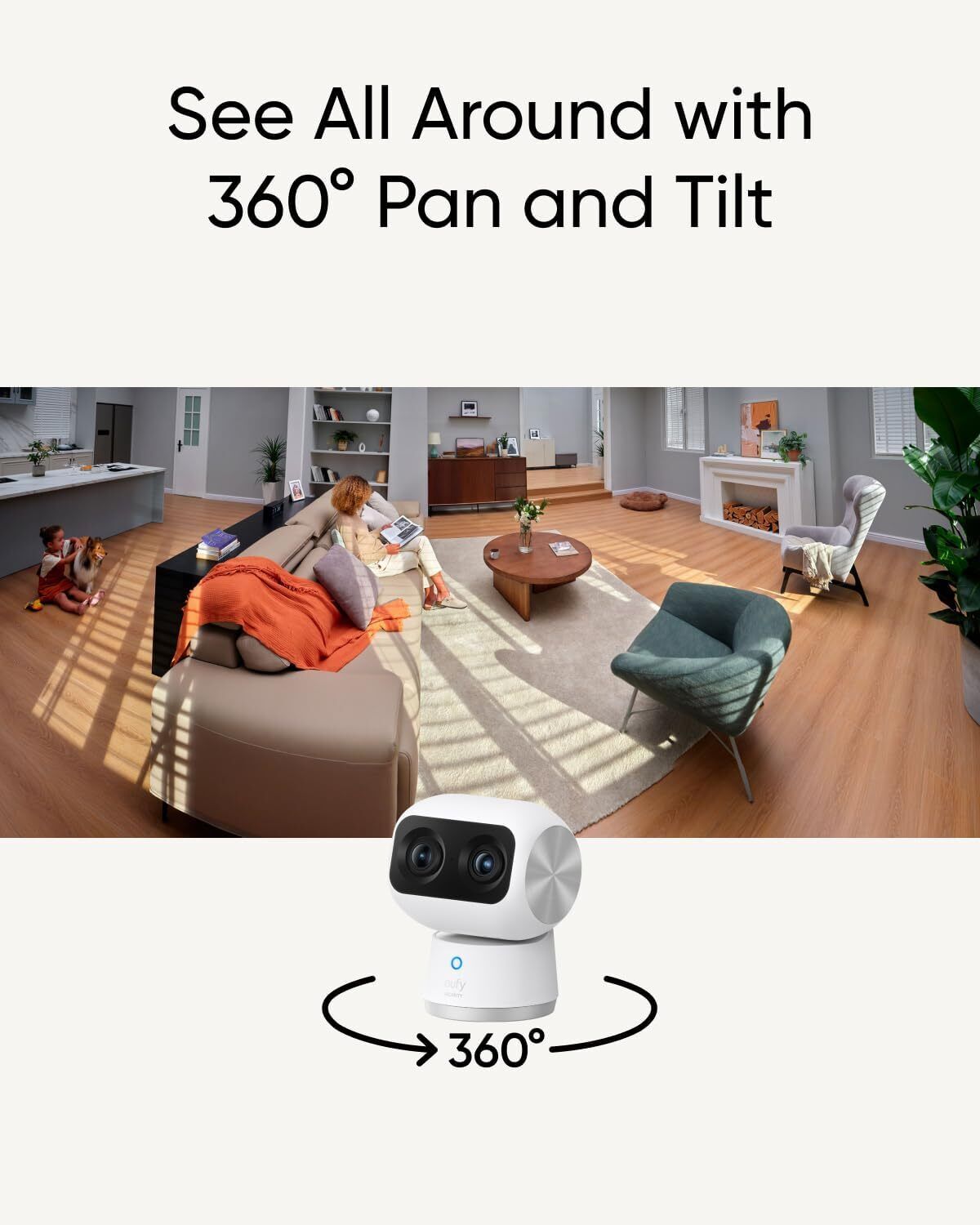 Indoor S350 Dual Cameras 4K UHD Indoor Security Camera with 8× Zoom and 360° PTZ