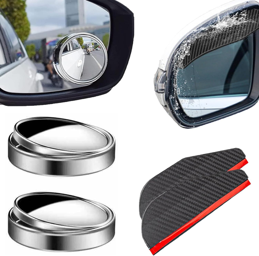 Blind Spot Mirrors for Cars Wing Mirror Rain Deflector 360°Rotatable Side Mirror