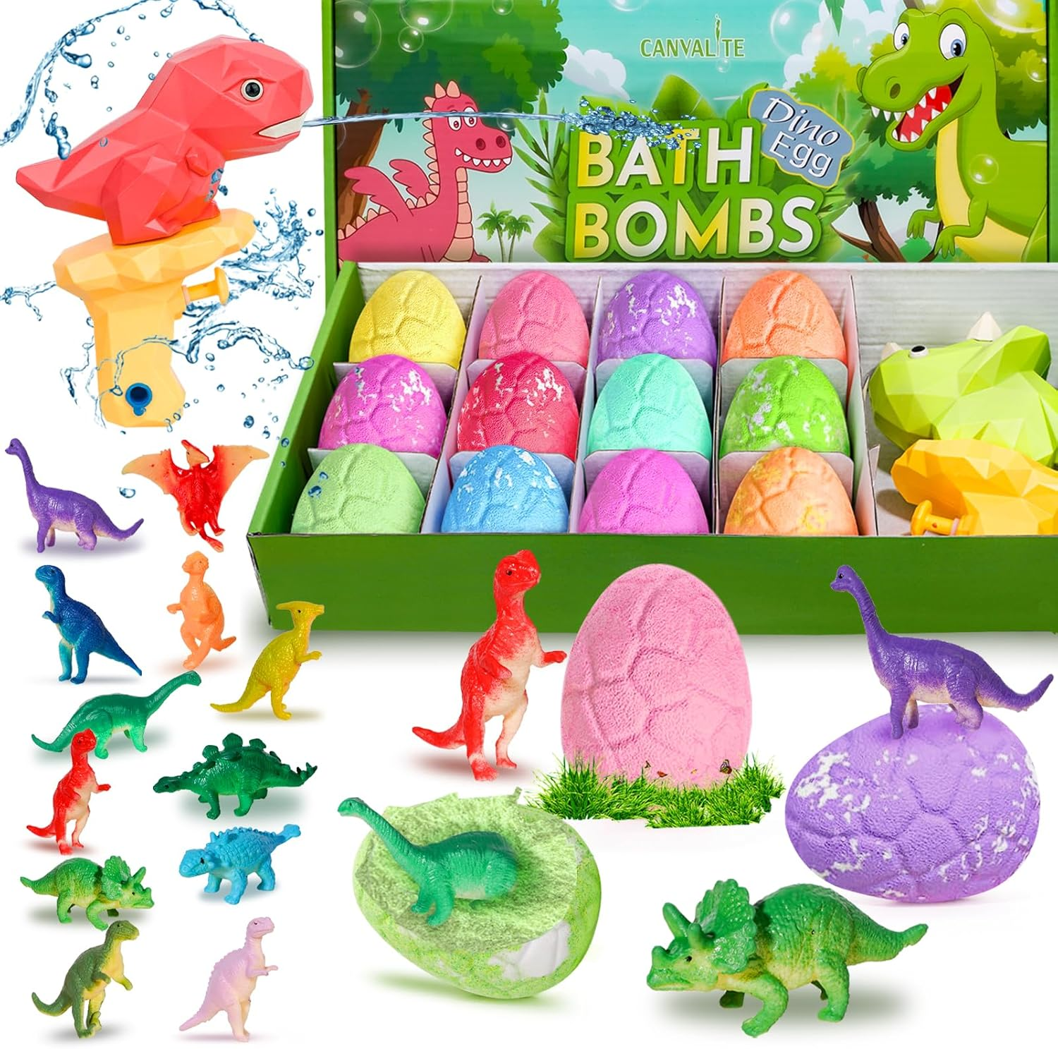 Dinosaur Bath Bombs for Kids with Surprise inside Organic Bubble