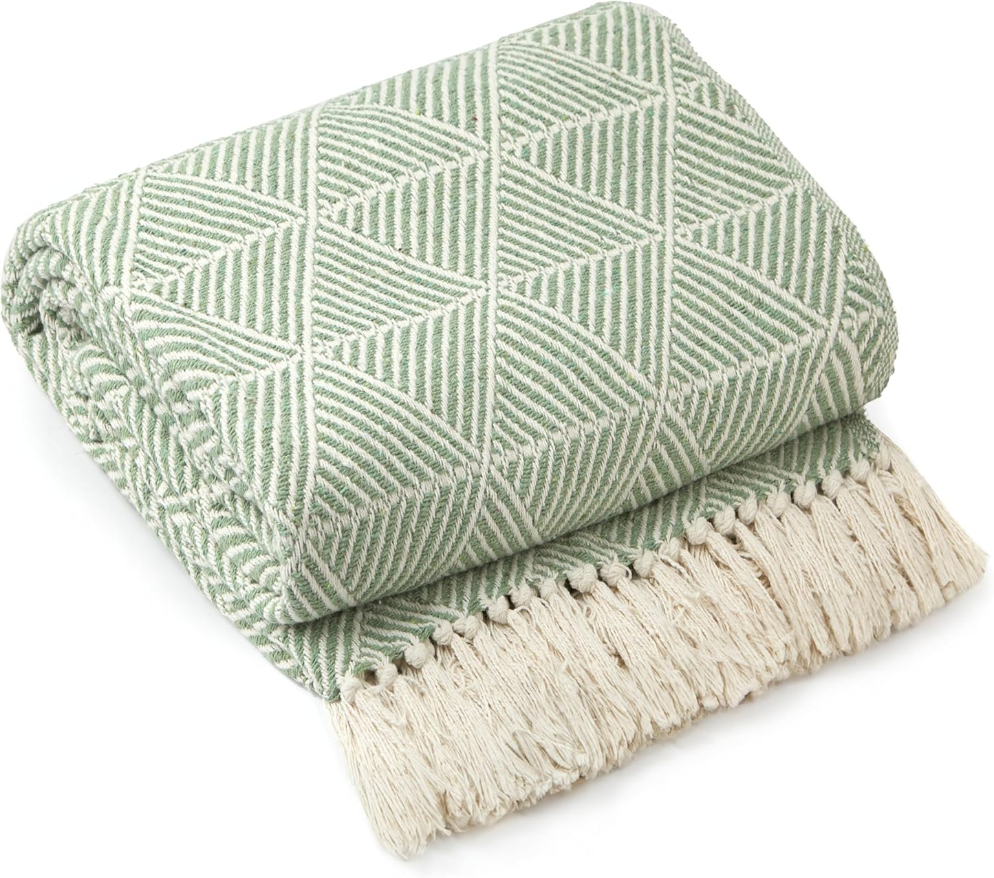 Throw Blanket for Sofas Bed Extra Large Recycled Cotton 50" X 60"Pistachio Green