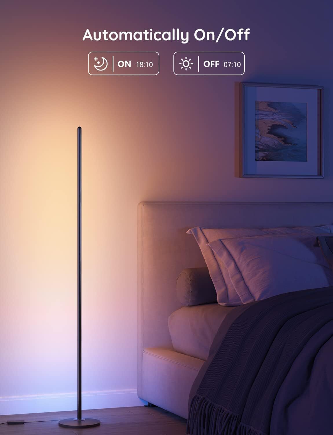 LED Floor Lamp, RGBIC Modern Corner,Smart Standing Lamp with 61 Scene Music Sync