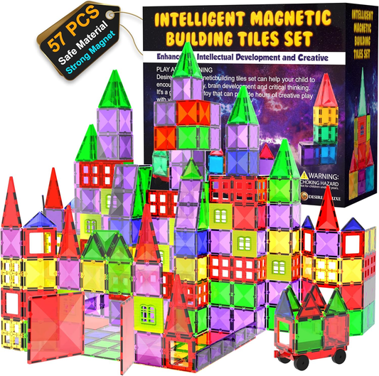 Magnetic Building Blocks Tiles STEM Toy Set 57PC – Kids Learning Educational Con