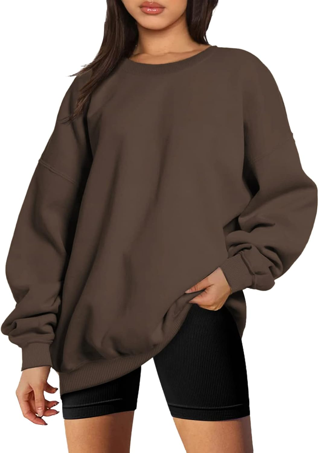 Oversized Sweatshirts Dress for Women Ladies Uk Plain Casual Trendy Jumpers Top