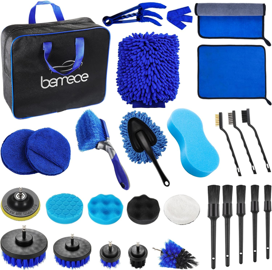 29 Piece Car Detailing and Cleaning Kit for Cleaning Wheels, Interior, Exterior