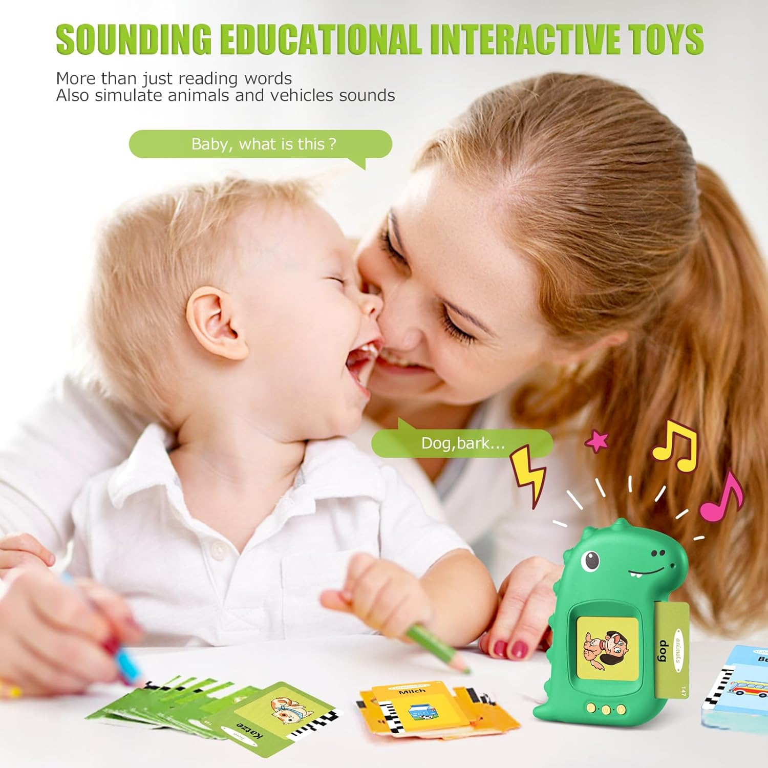 Talking Flash Cards for Toddler Toys for 2 3 4 5 6 Year Old Baby Boys Preschool 