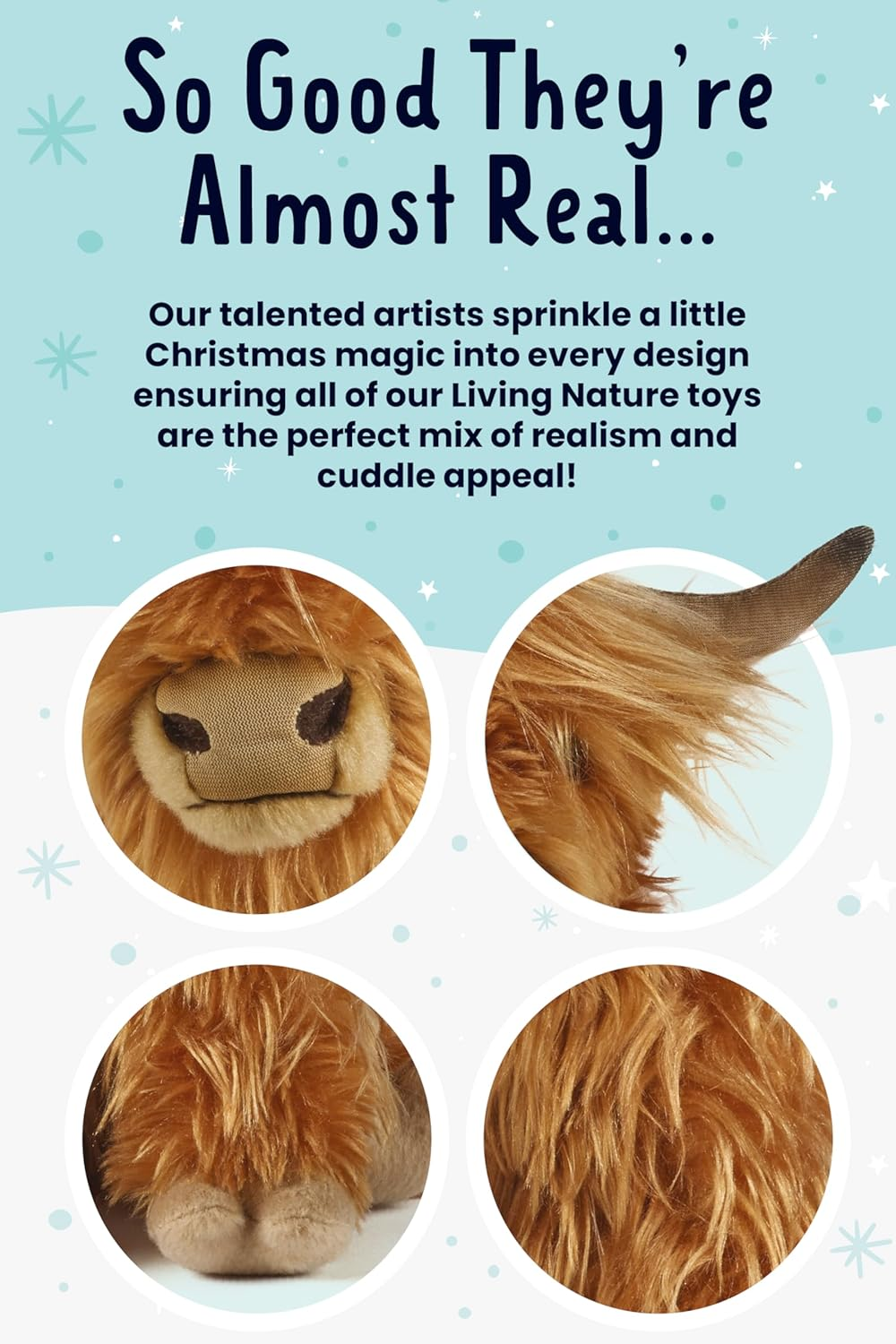 Living Nature Highland Cow Brown Soft Toy Farm Toy with Sound | 22 Cm