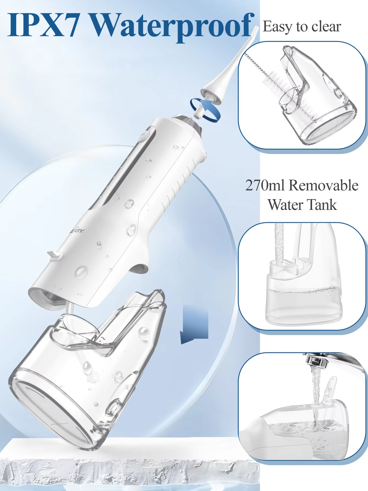 Water Flosser Teeth Cleaner Rechargeable Portable Cordless Dental Oral Irrigator