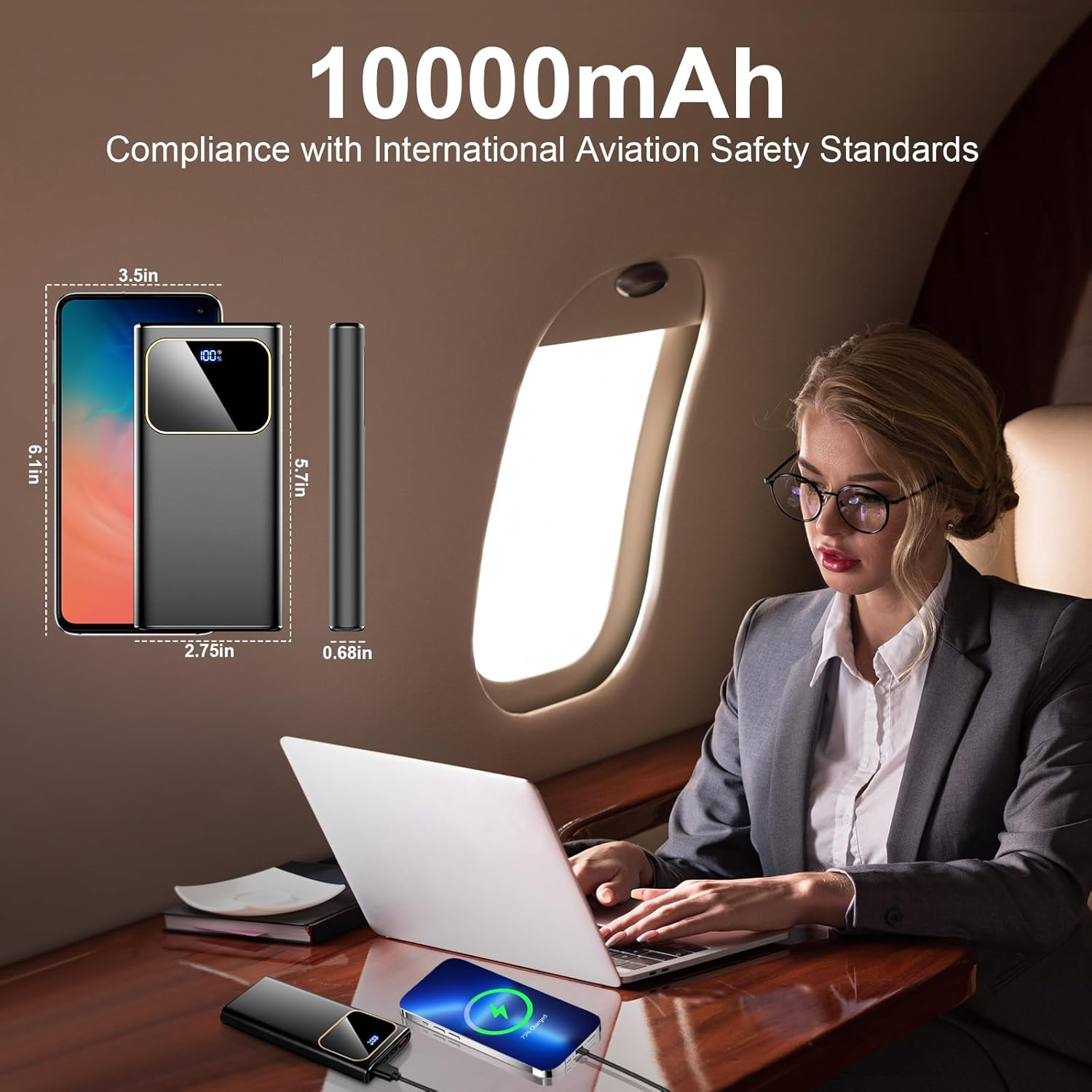 Power Bank Fast Charging 10000Mah, 22.5W USB C Input & Output with LED Display