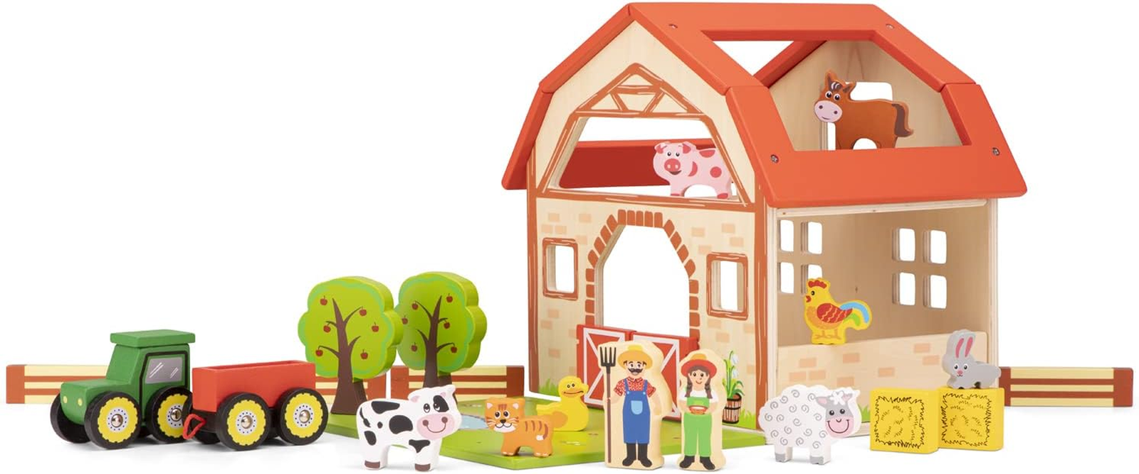 10850 Wooden Farm House Playset Educational Perception Toy for Preschool Age 