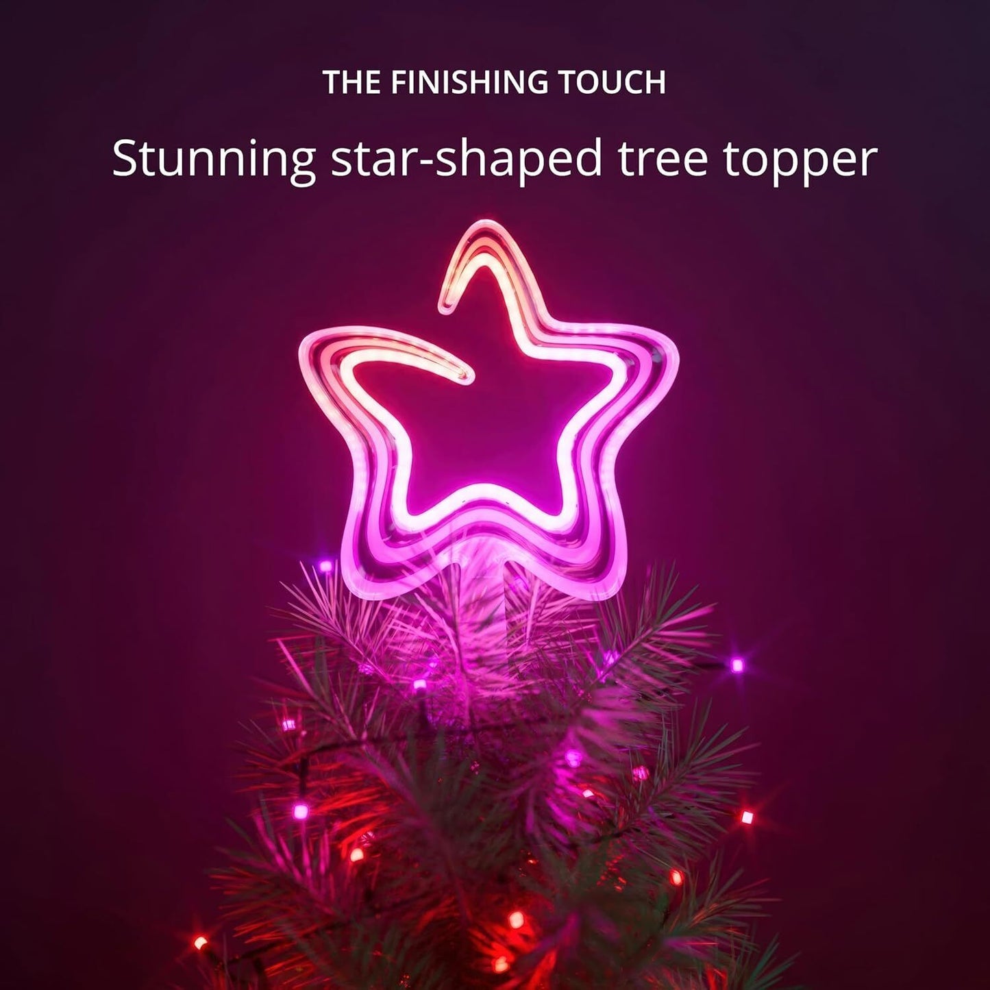 Tree Topper, Bright Christmas Tree Topper, Star Topper with 76 Mappable RGB Leds