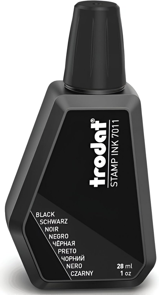 Black Ink Bottle - 28 Ml - Replacement Ink for Hand Stamp Ink Pads