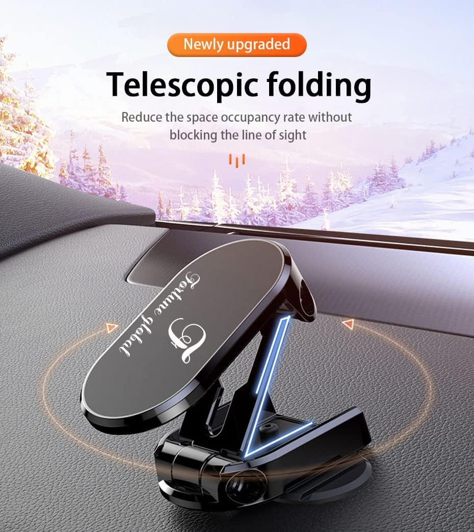 Magnetic Foldable Car Phone Holder, Universal Magnetic Mount with 360° Rotation 