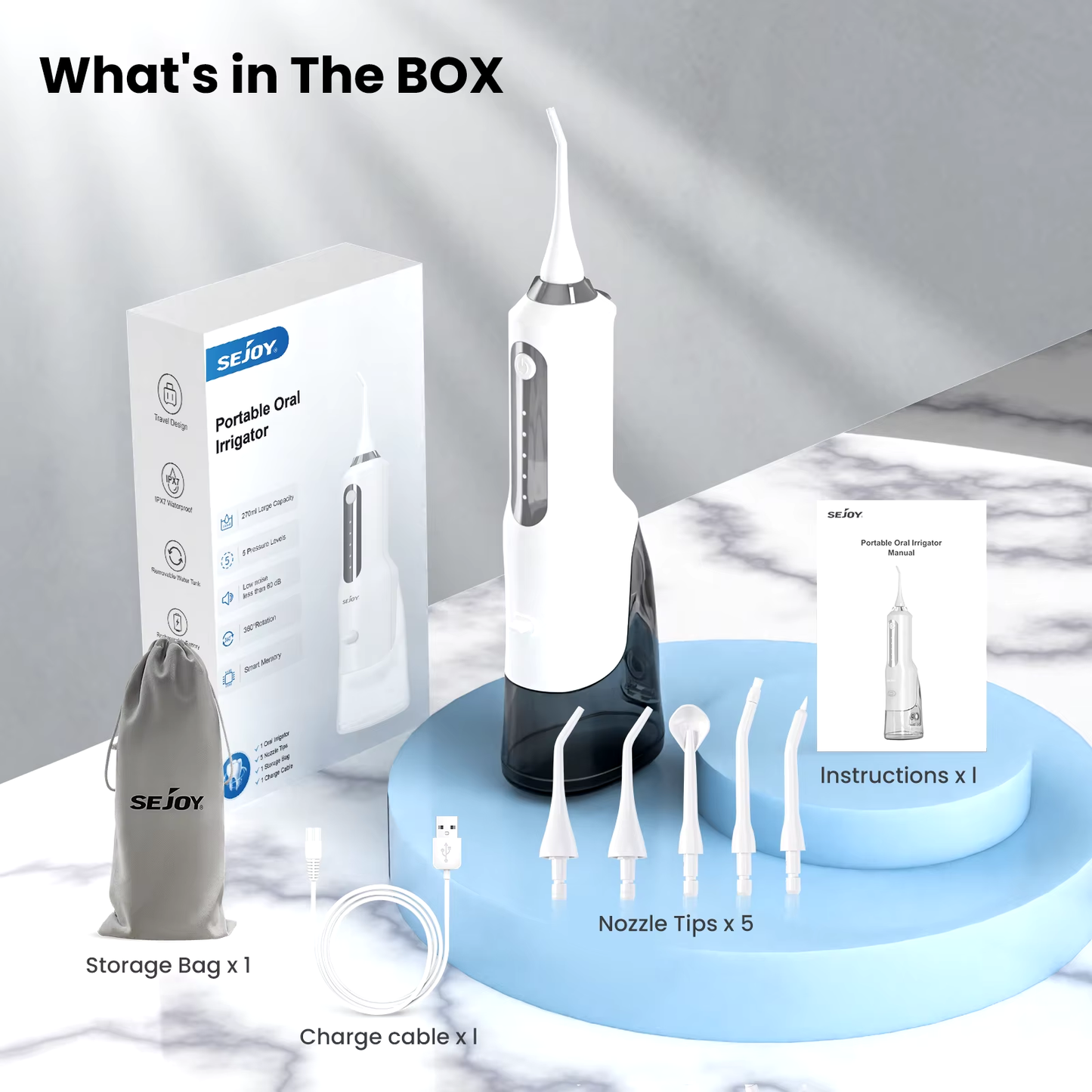 Water Flosser Teeth Cleaner Rechargeable Portable Cordless Dental Oral Irrigator