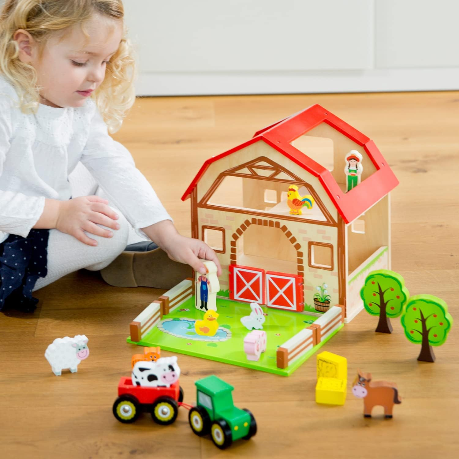 10850 Wooden Farm House Playset Educational Perception Toy for Preschool Age 