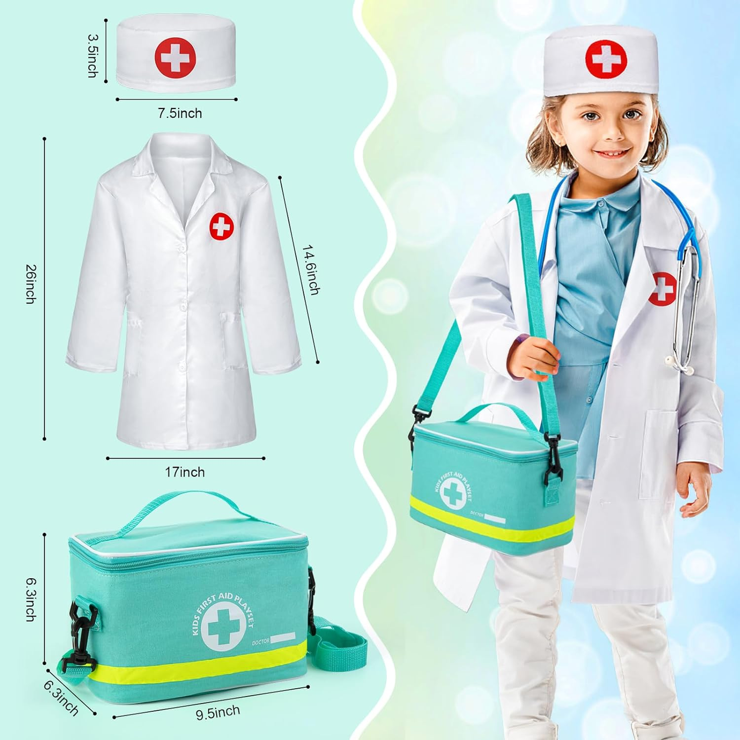 Doctors Set for Kids, 34 Pcs ,with Real Stethoscope Portable Doctors Bag 