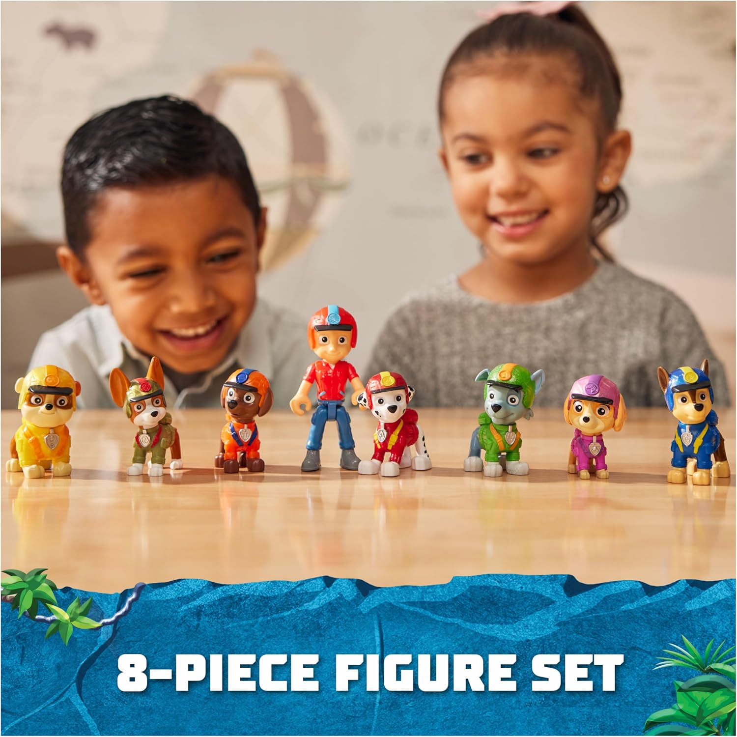 Jungle Pups Action Figures Gift Pack, with 8 Collectible Toy Figures