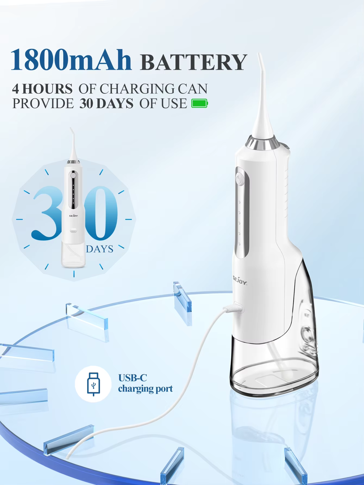 Water Flosser Teeth Cleaner Rechargeable Portable Cordless Dental Oral Irrigator