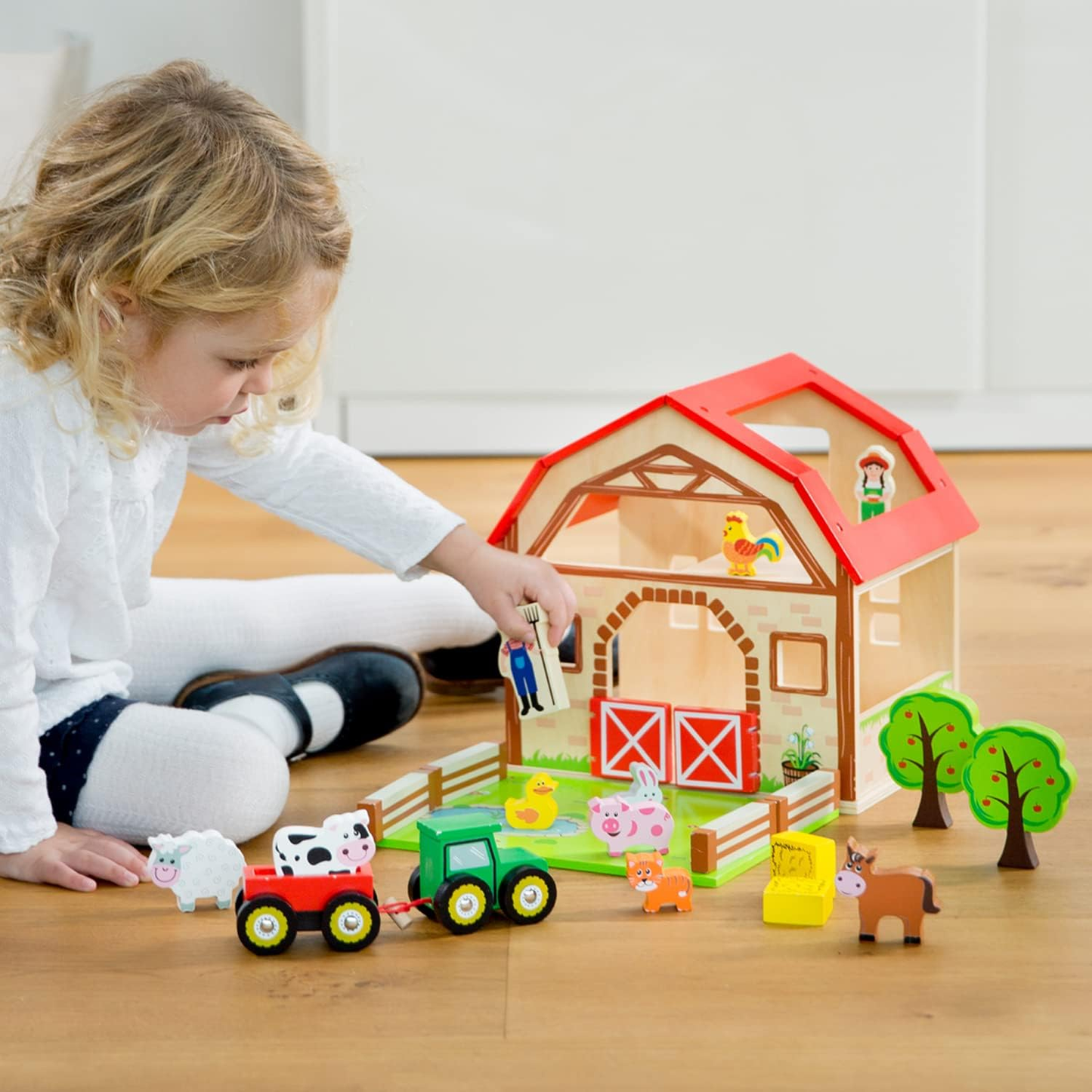 10850 Wooden Farm House Playset Educational Perception Toy for Preschool Age 