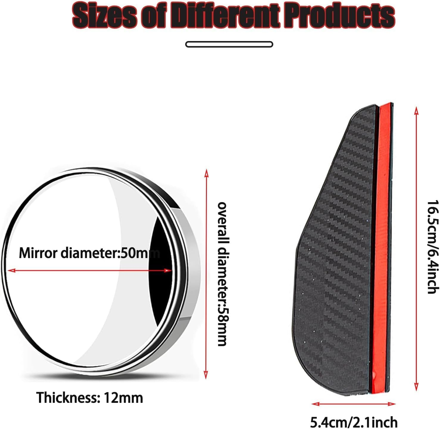 Blind Spot Mirrors for Cars Wing Mirror Rain Deflector 360°Rotatable Side Mirror