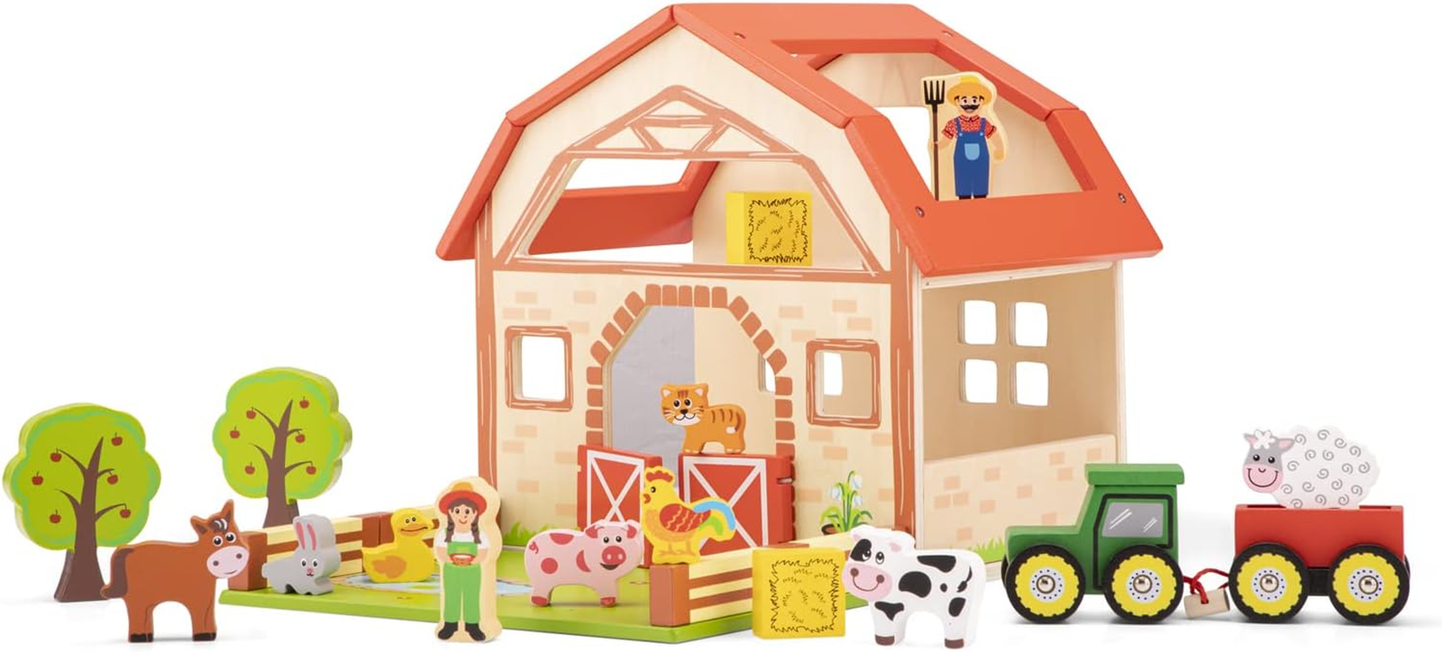 10850 Wooden Farm House Playset Educational Perception Toy for Preschool Age 