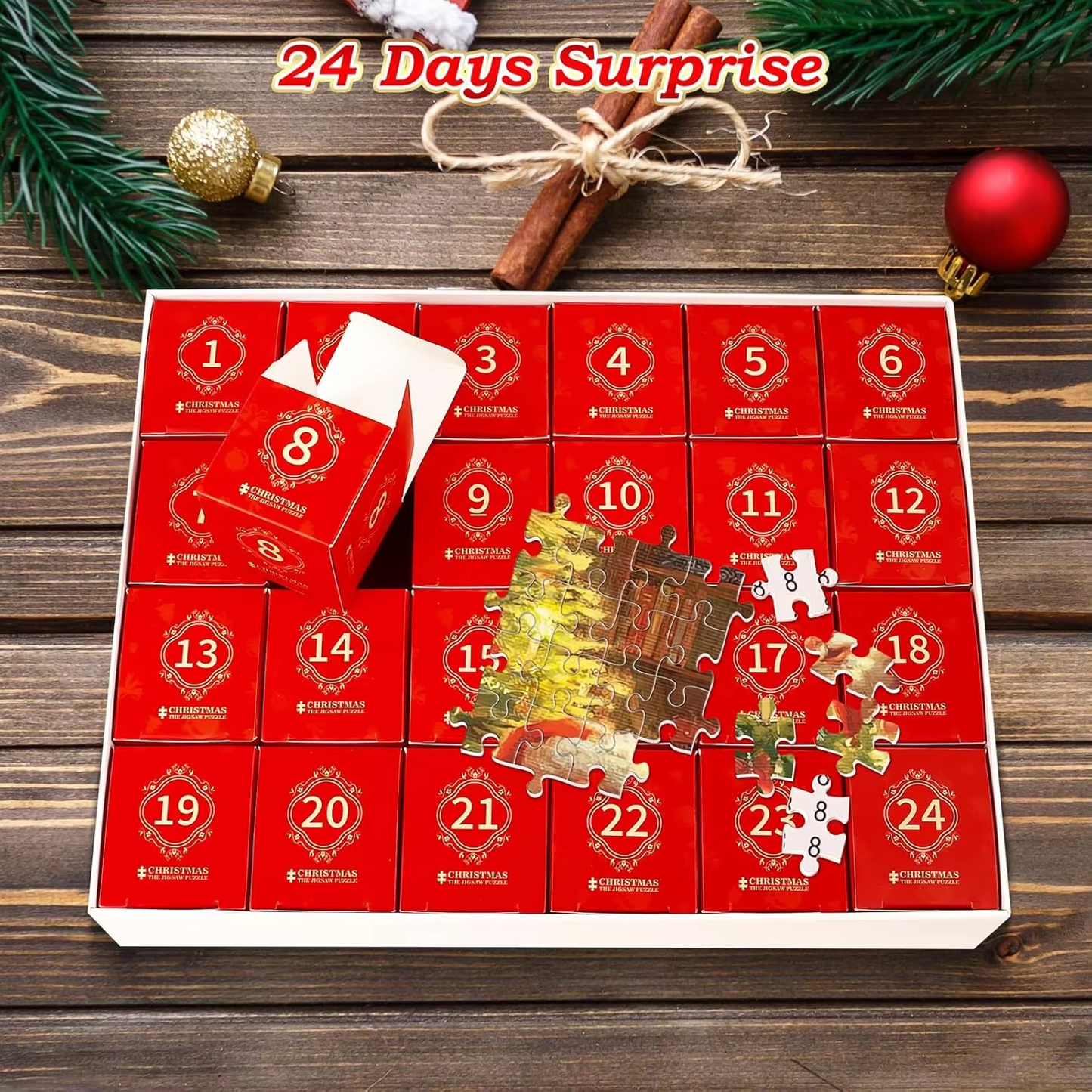 VATOS Advent Calendar Puzzle 2024 Christmas Jigsaw Santa Countdown Toy Gift