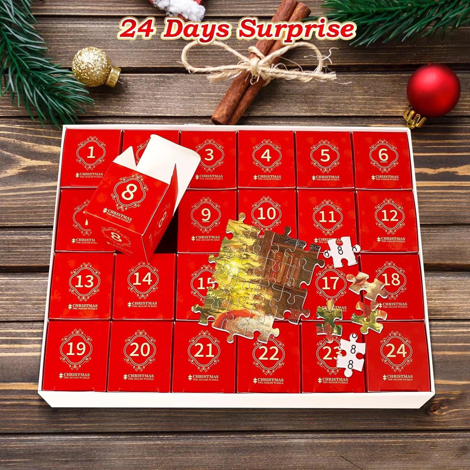 VATOS Advent Calendar Puzzle 2024 Christmas Jigsaw Santa Countdown Toy Gift