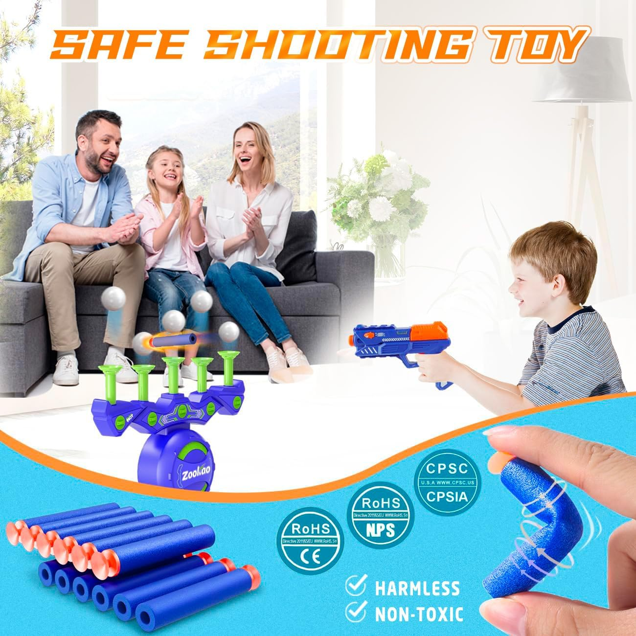 Hover Shooting Games Nerf Gun Toy with Auto Reset for Boys and Girls