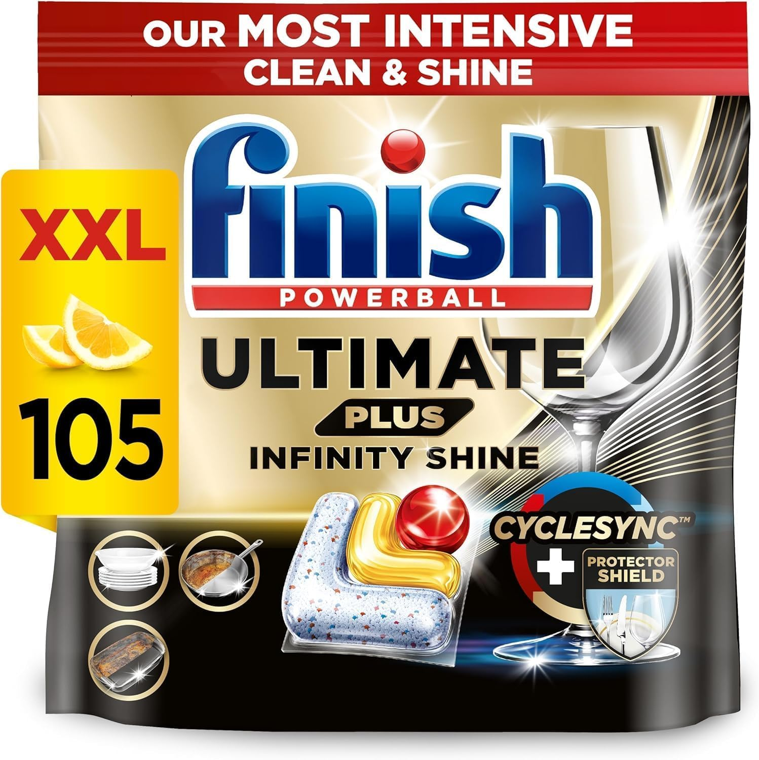 Ultimate plus Infinity Shine Dishwasher Tablets Lemon 105 Tabs Bulk Buy