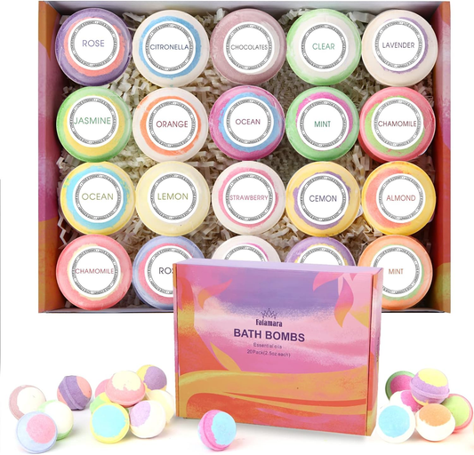 20Pcs  Bath Bombs, Foaming Gift Set Organic & Natural Handcrafted