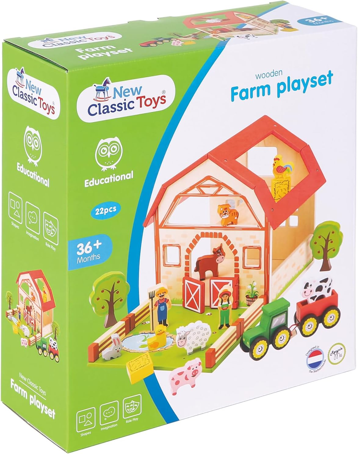 10850 Wooden Farm House Playset Educational Perception Toy for Preschool Age 