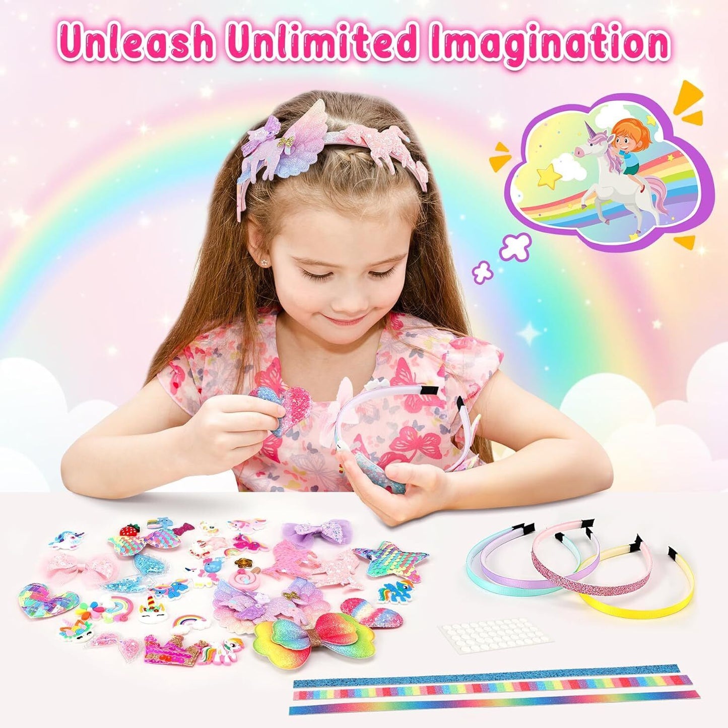 Unicorn Headband Making Kit for Girls Age 3+, Creative Craft Kits for Kids, DIY 