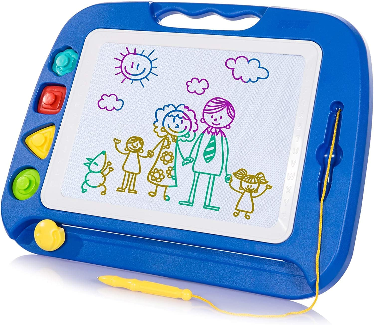 Large Magnetic Drawing Board - 4 Colors 42×33Cm Pad with 4 Stamps for Toddlers 