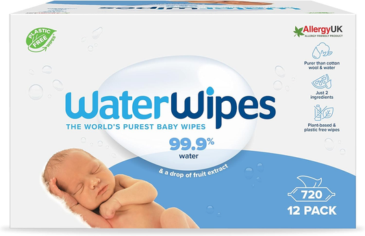 Plastic-Free Original Baby Wipes, 99.9% Water Based Wipes,720 Count (Pack of 12)