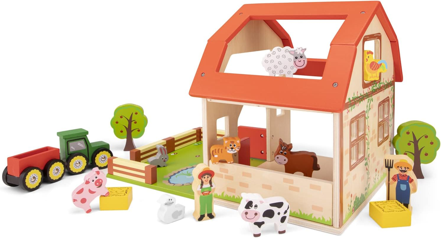 10850 Wooden Farm House Playset Educational Perception Toy for Preschool Age 