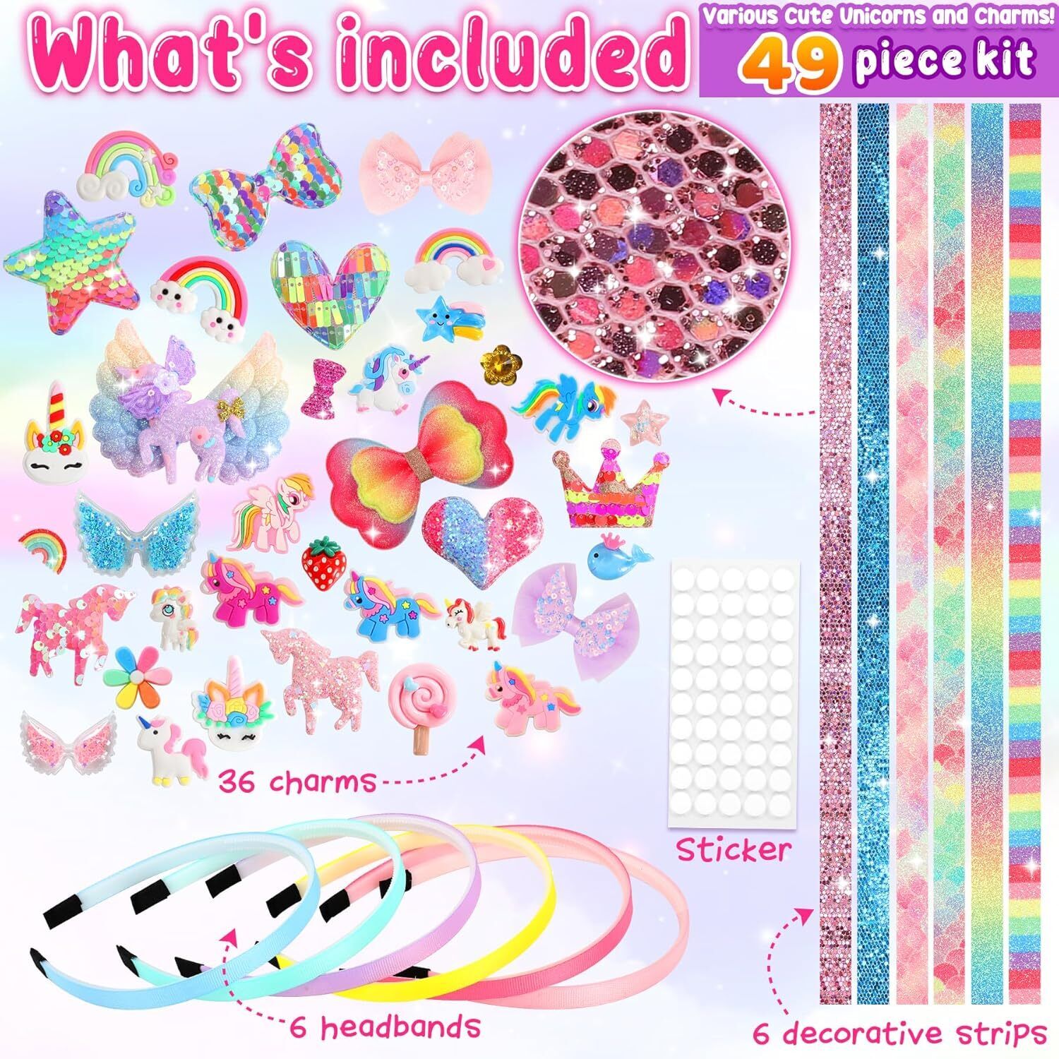 Unicorn Headband Making Kit for Girls Age 3+, Creative Craft Kits for Kids, DIY 